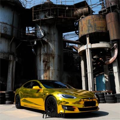 Gloss Mirror Chrome Gold Car Vinyl Wrap  02