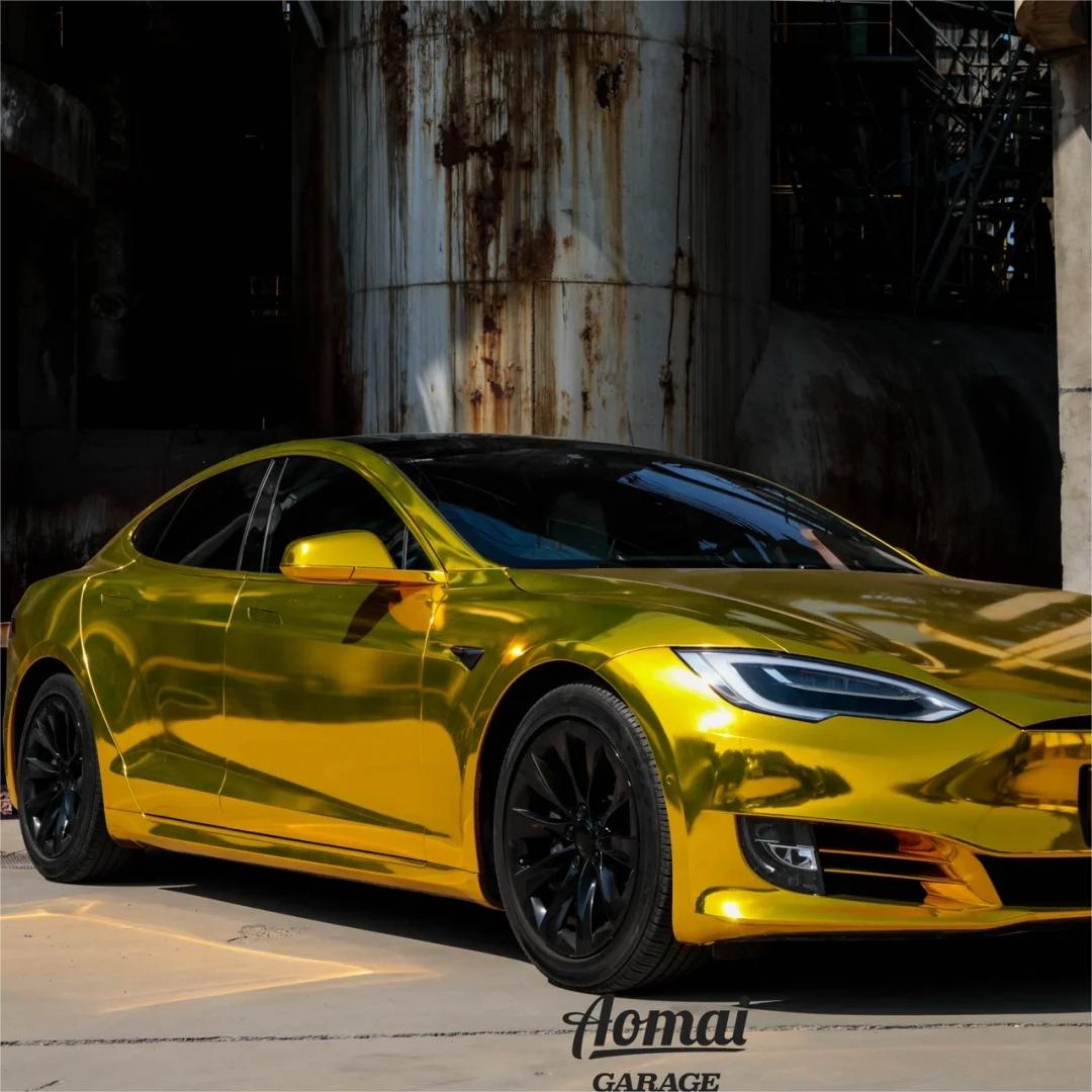 Gloss Mirror Chrome Gold Car Vinyl Wrap 