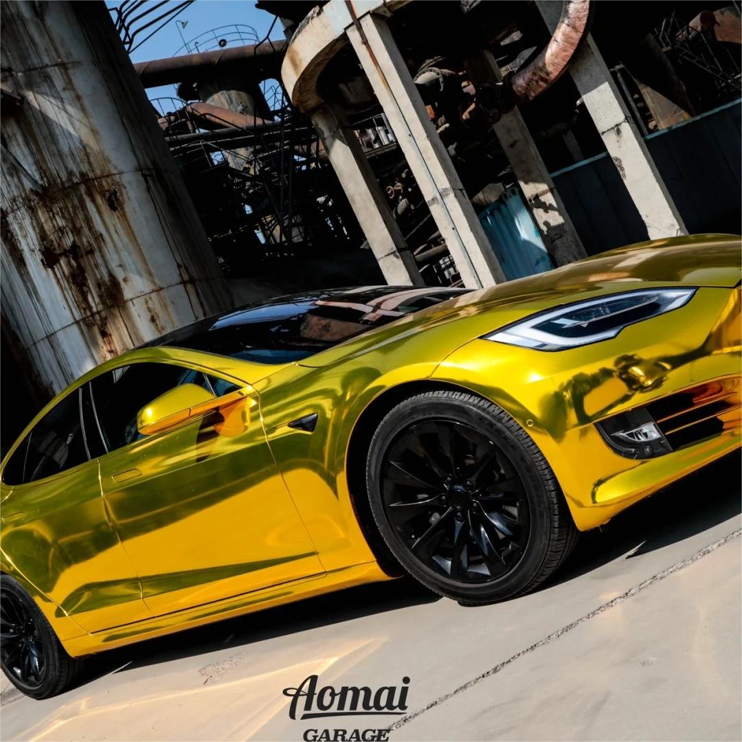 Gloss Mirror Chrome Gold Car Vinyl Wrap 