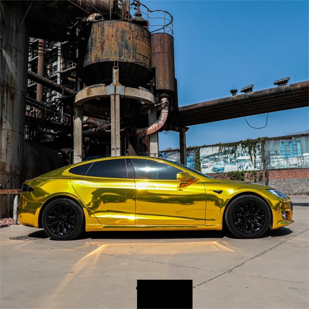 Gloss Mirror Chrome Gold Car Vinyl Wrap 