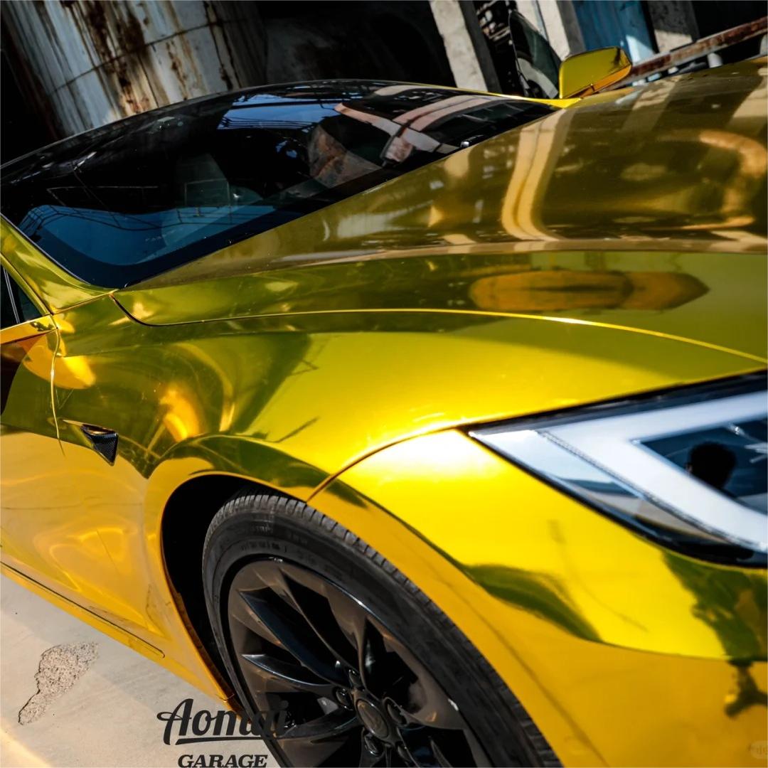 Gloss Mirror Chrome Gold Car Vinyl Wrap 