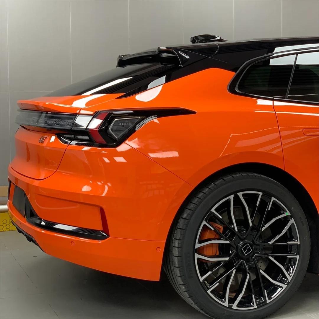 Gloss Crystal Fire Orange Car Vinyl Wrap PET
