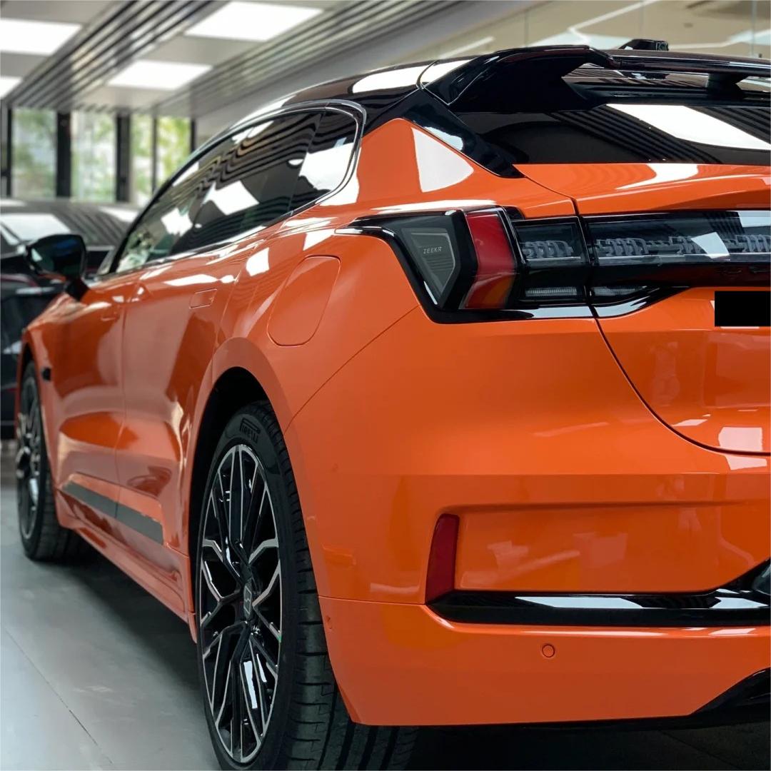 Gloss Crystal Fire Orange Car Vinyl Wrap PET