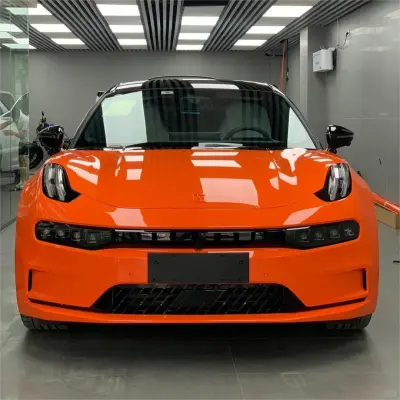 Gloss Crystal Fire Orange Car Vinyl Wrap PET 02