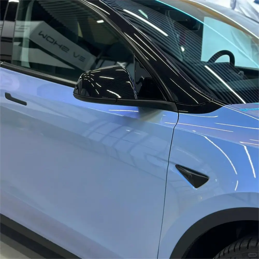 Gloss Metallic Chameleon Grey Blue Car Vinyl Wrap