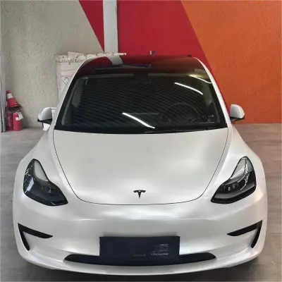 Satin Ceramic White Car Vinyl Wrap 02