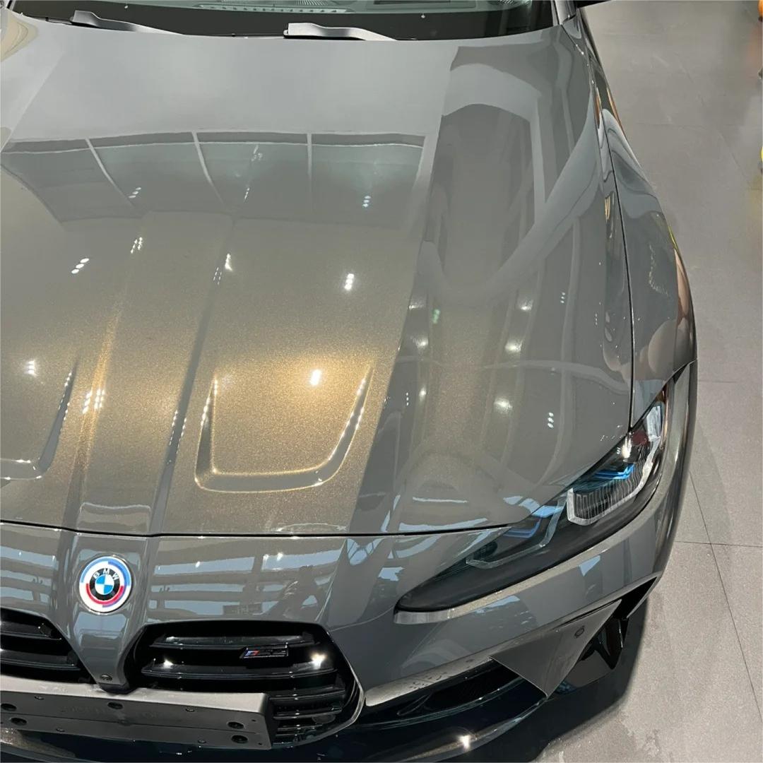 Gloss Metallic Chameleon Grey Gold Car Vinyl Wrap