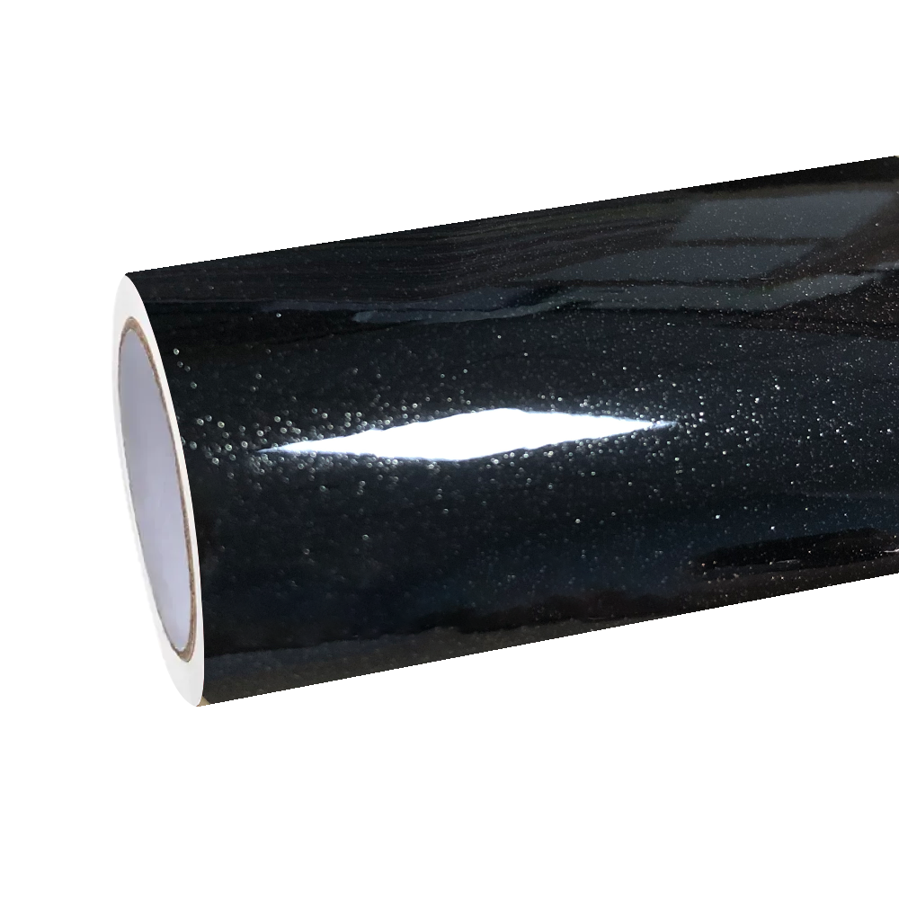 Gloss Metallic Glitter Black Car Vinyl Wrap PET