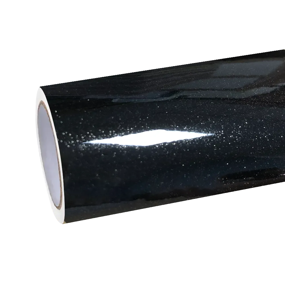 Gloss Metallic Glitter Black Car Vinyl Wrap PET
