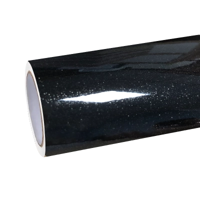 Gloss Metallic Glitter Black Car Vinyl Wrap PET 01