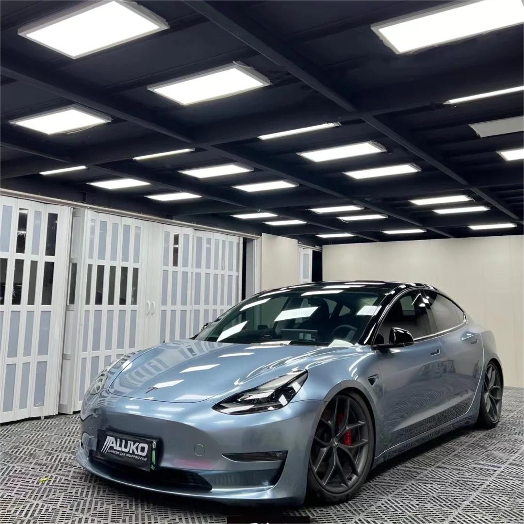 Gloss Metallic Somato Blue Car Vinyl Wrap PET 