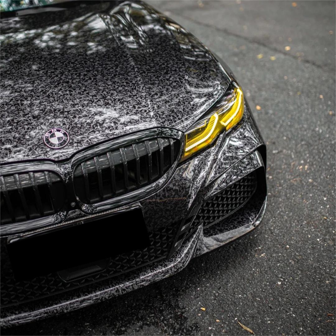 Gloss Black Forged Carbon Car Vinyl Wrap PET