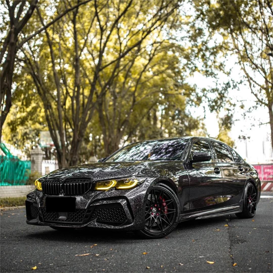 Gloss Black Forged Carbon Car Vinyl Wrap PET