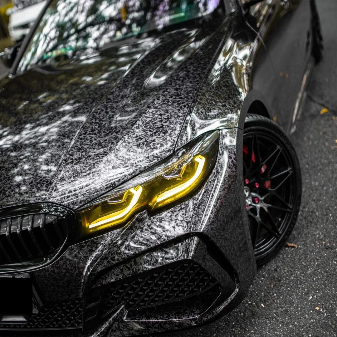 Gloss Black Forged Carbon Car Vinyl Wrap PET