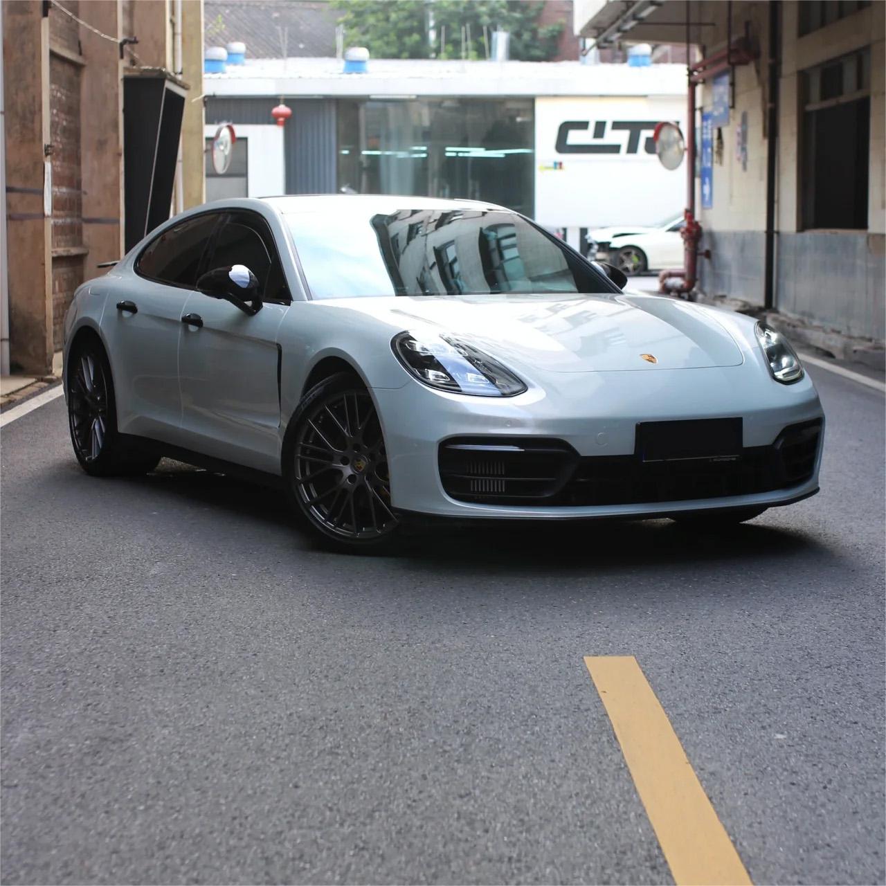 Gloss Metallic Martin Silver Grey Car Vinyl Wrap Porsche PET