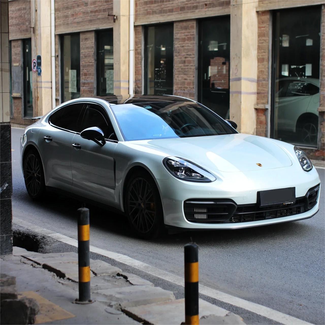 Gloss Metallic Martin Silver Grey Car Vinyl Wrap Porsche PET