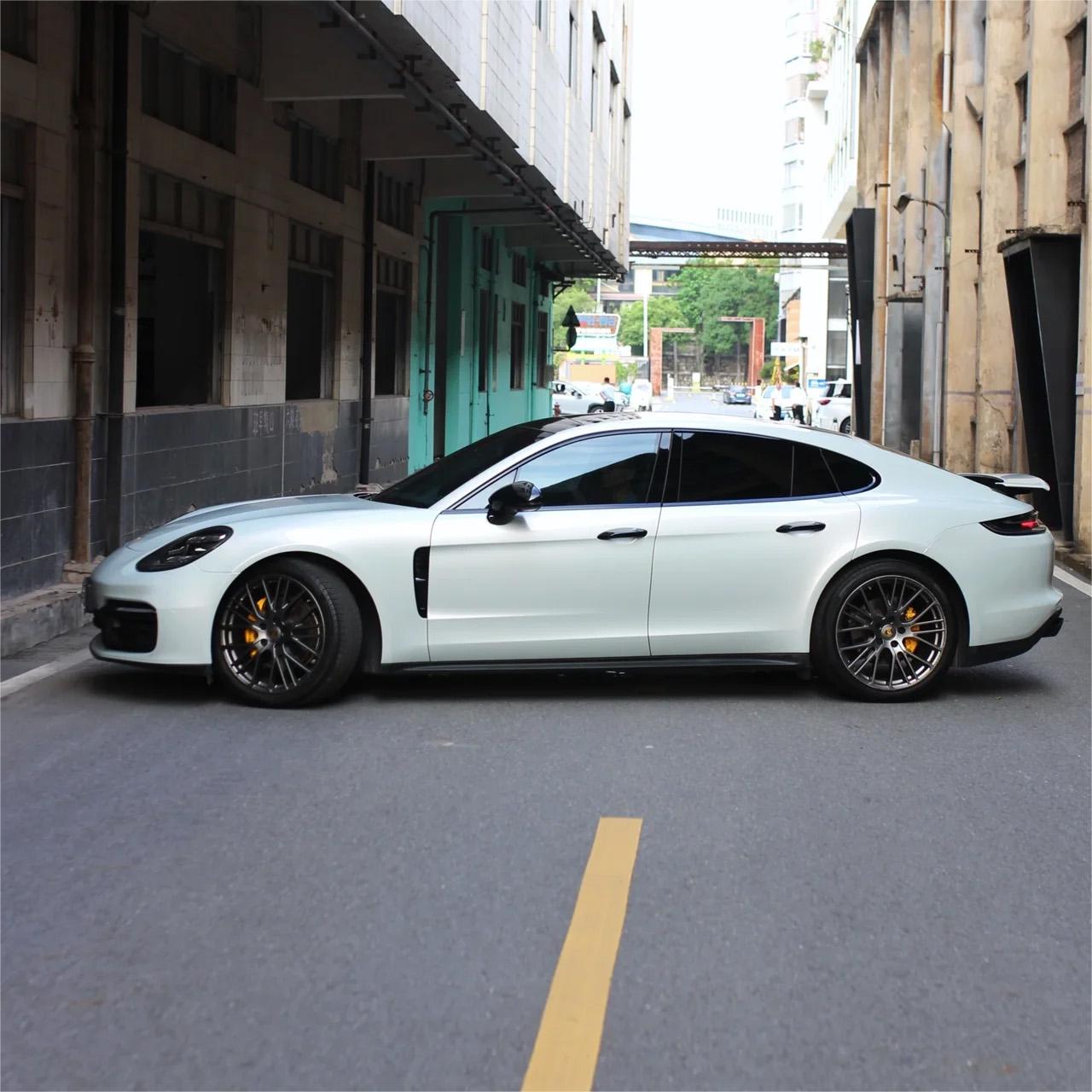 Gloss Metallic Martin Silver Grey Car Vinyl Wrap Porsche PET