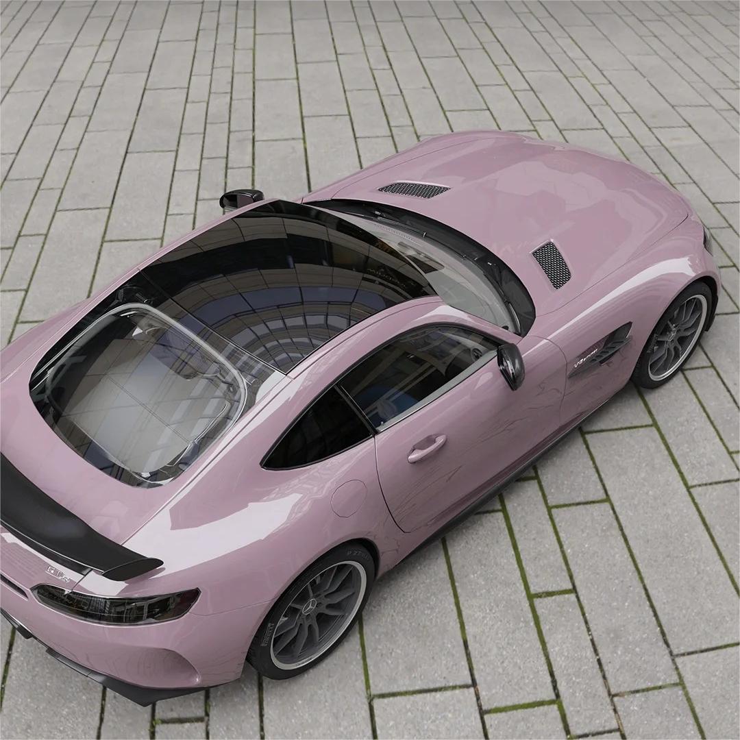 Gloss Rose Latte Pink Car Vinyl Wrap PET