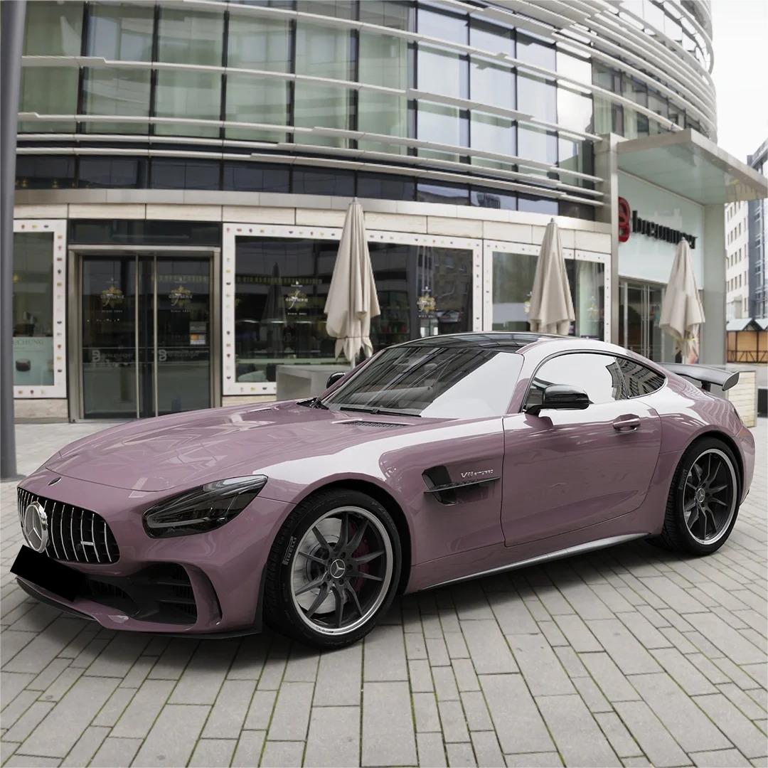 Gloss Rose Latte Pink Car Vinyl Wrap PET