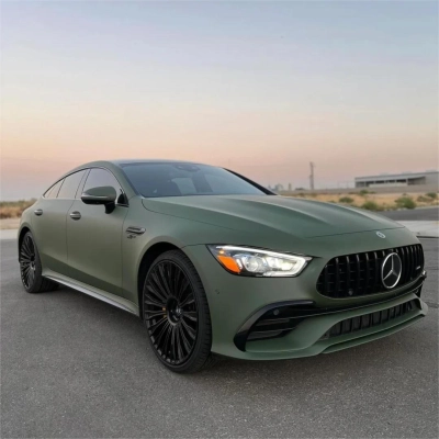 Matte Satin Khaki Dark Green Car Vinyl Wrap | Ultimate Flat Khaki Green Car Wrap PET 02