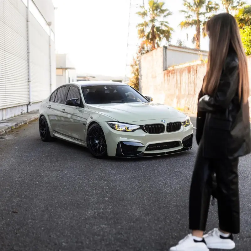 Gloss Light Khaki Green Car Vinyl Wrap Mercedes Benz