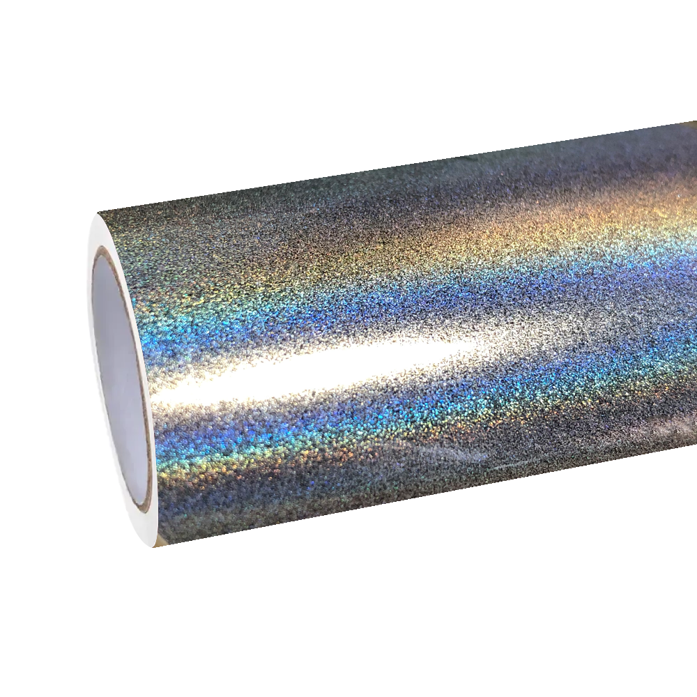 Gloss Metallic Rainbow Holographic Silver Car Vinyl Wrap PET