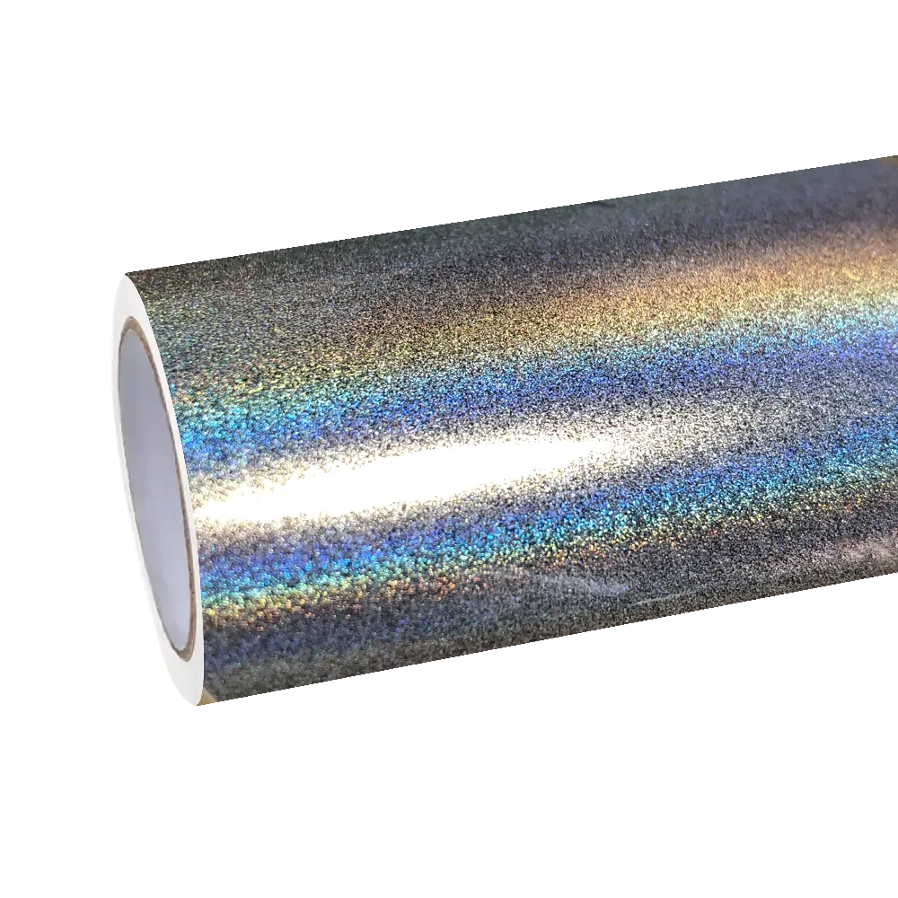 Gloss Metallic Rainbow Holographic Silver Car Vinyl Wrap PET