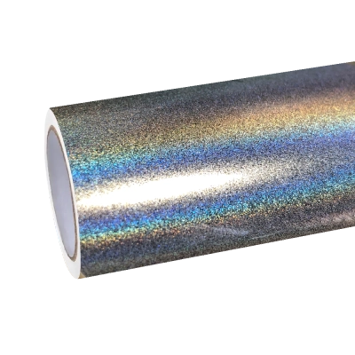 Gloss Metallic Rainbow Holographic Silver Car Vinyl Wrap PET 01
