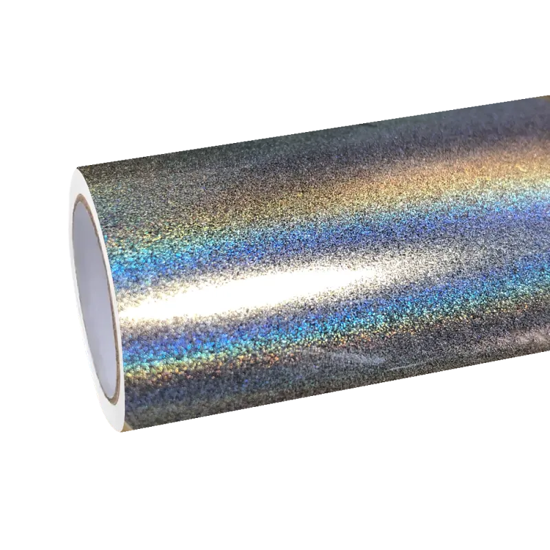 Gloss Metallic Rainbow Holographic Silver Car Vinyl Wrap PET