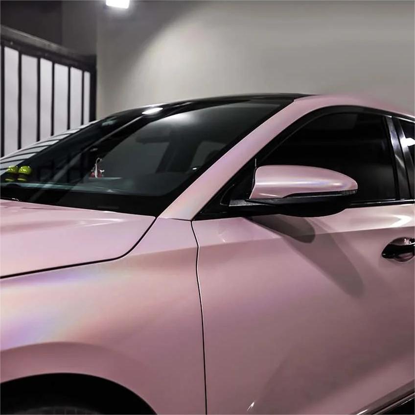 Gloss Metallic Rainbow Laser Light Pink Car Vinyl Wrap