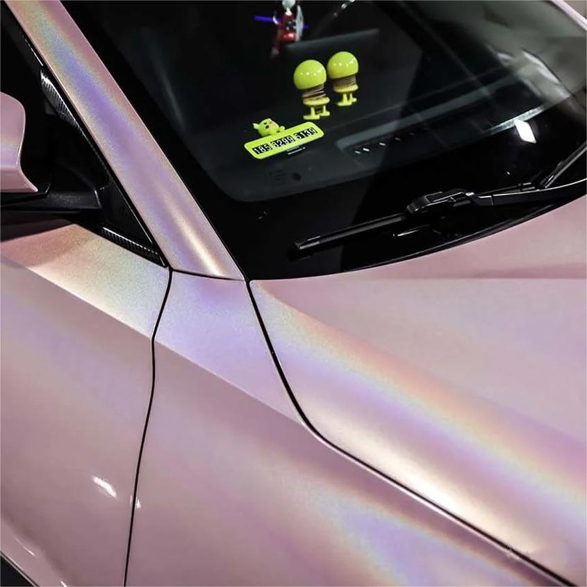 Gloss Metallic Rainbow Laser Light Pink Car Vinyl Wrap
