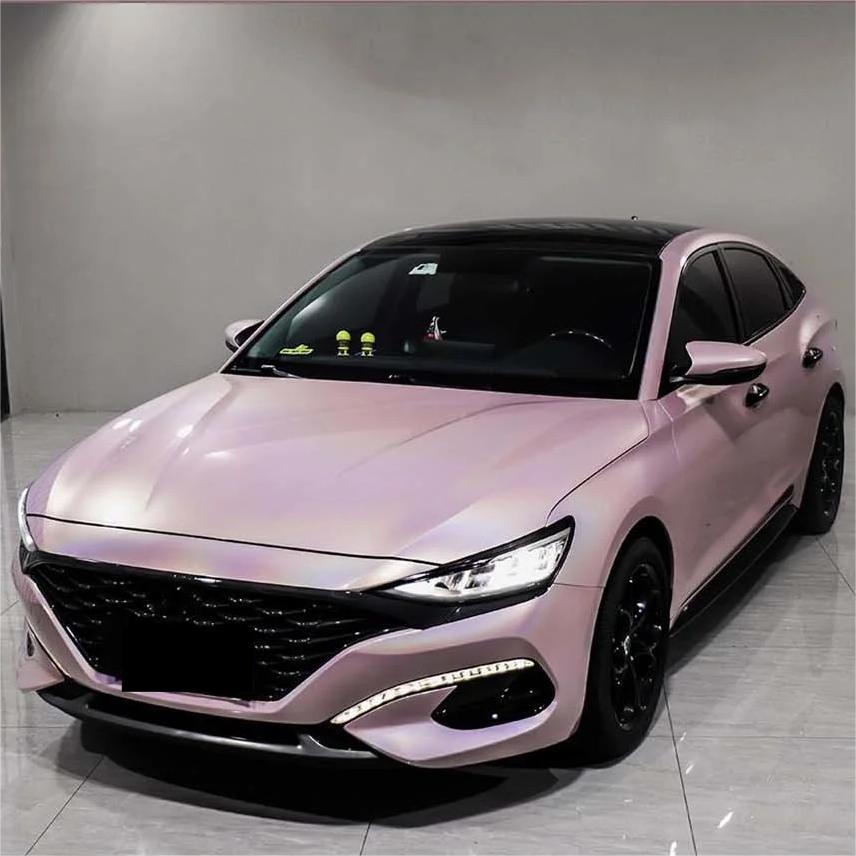 Gloss Metallic Rainbow Laser Light Pink Car Vinyl Wrap