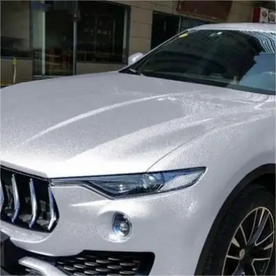 Matte Metallic Sparkle Glitter White Car Vinyl Wrap 02