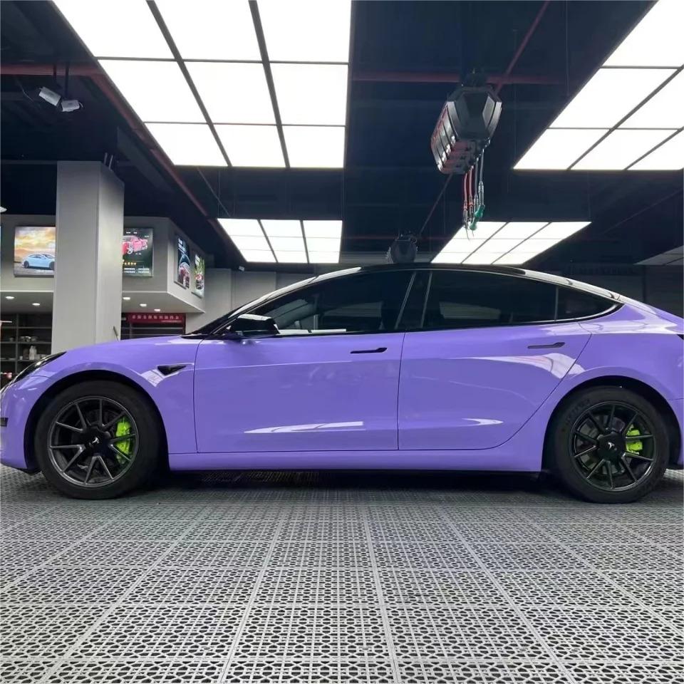 Gloss Lavender Purple Car Vinyl Wrap Tesla BMW PET