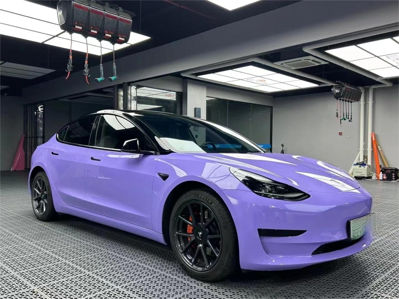 Gloss Lavender Purple Car Vinyl Wrap Tesla BMW PET