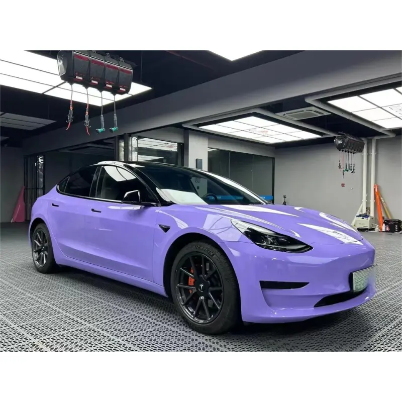 Gloss Lavender Purple Car Vinyl Wrap Tesla BMW PET