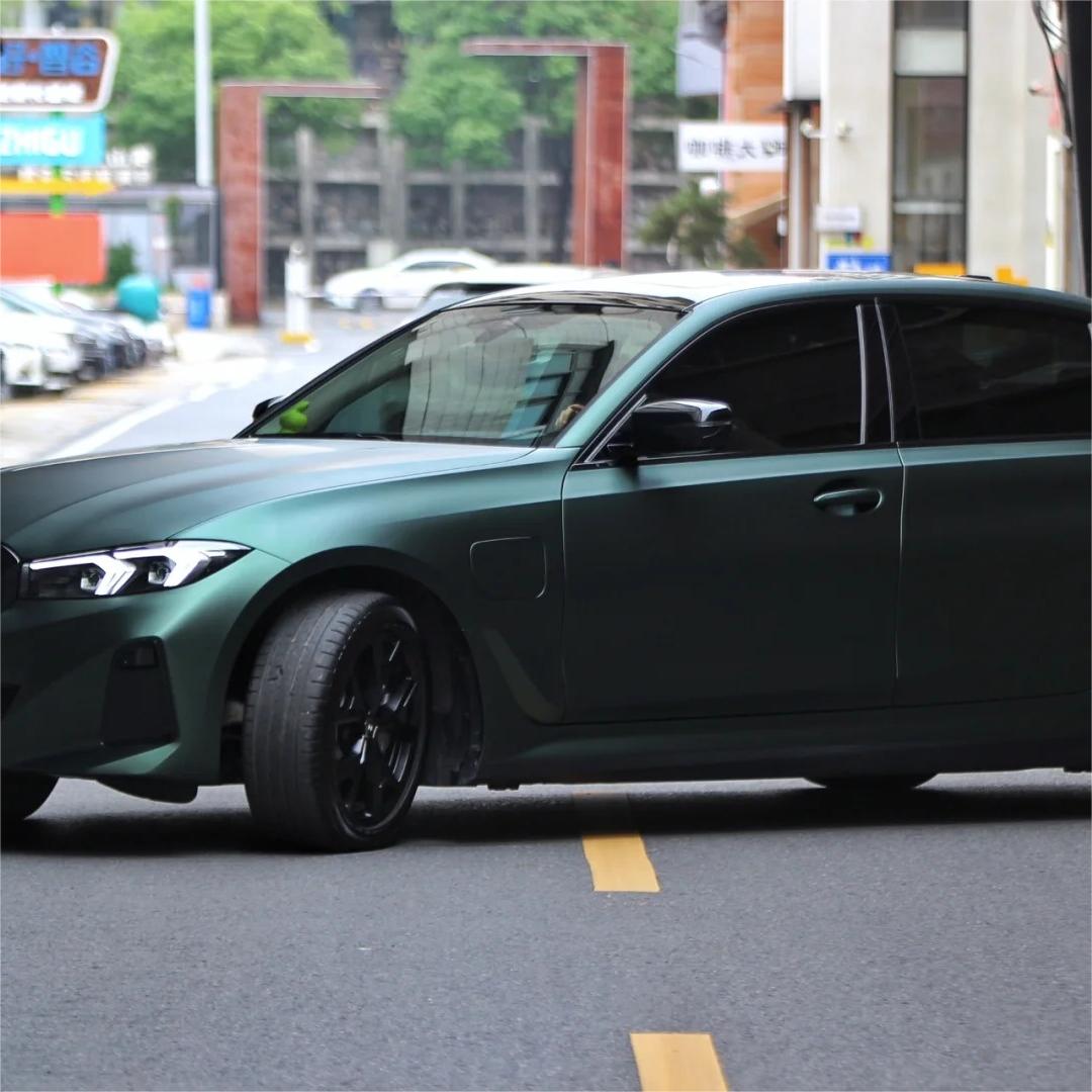 Matte Emerald Green Car Vinyl Wrap BWM I3