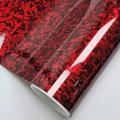 Gloss Red Forged Carbon Car Vinyl Wrap PET | Red Carbon Fiber Wrap 02