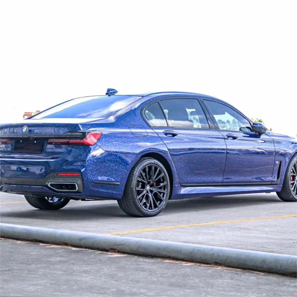 Gloss Blue Forged Carbon Fiber Car Vinyl Wrap PET 