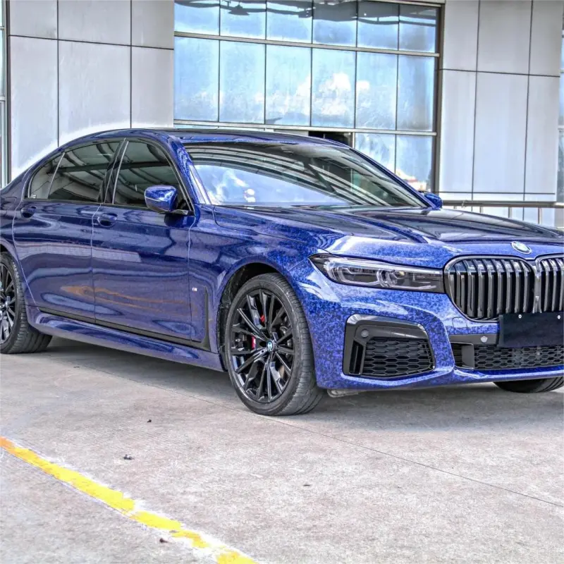 Gloss Blue Forged Carbon Fiber Car Vinyl Wrap PET 