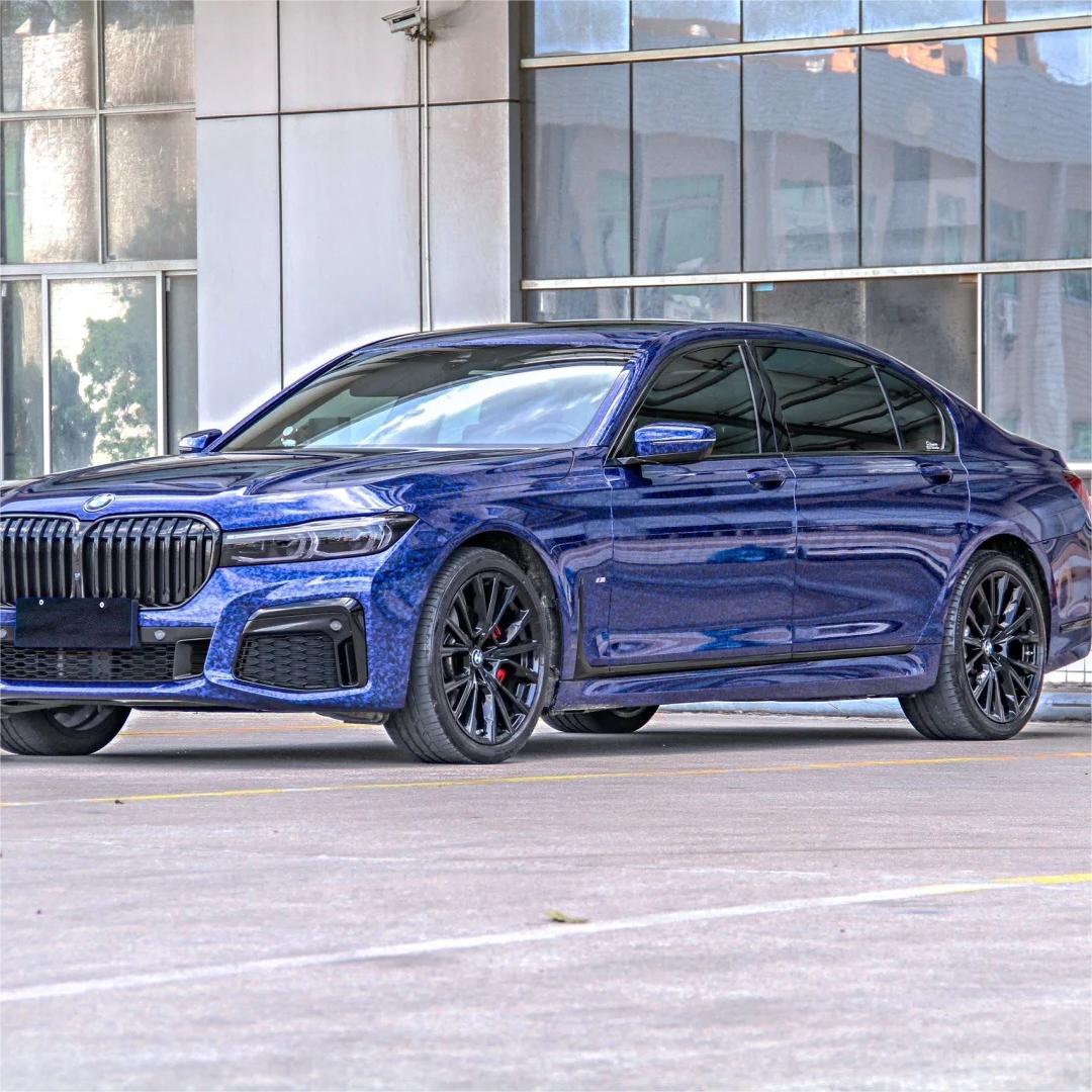 Gloss Blue Forged Carbon Fiber Car Vinyl Wrap PET 