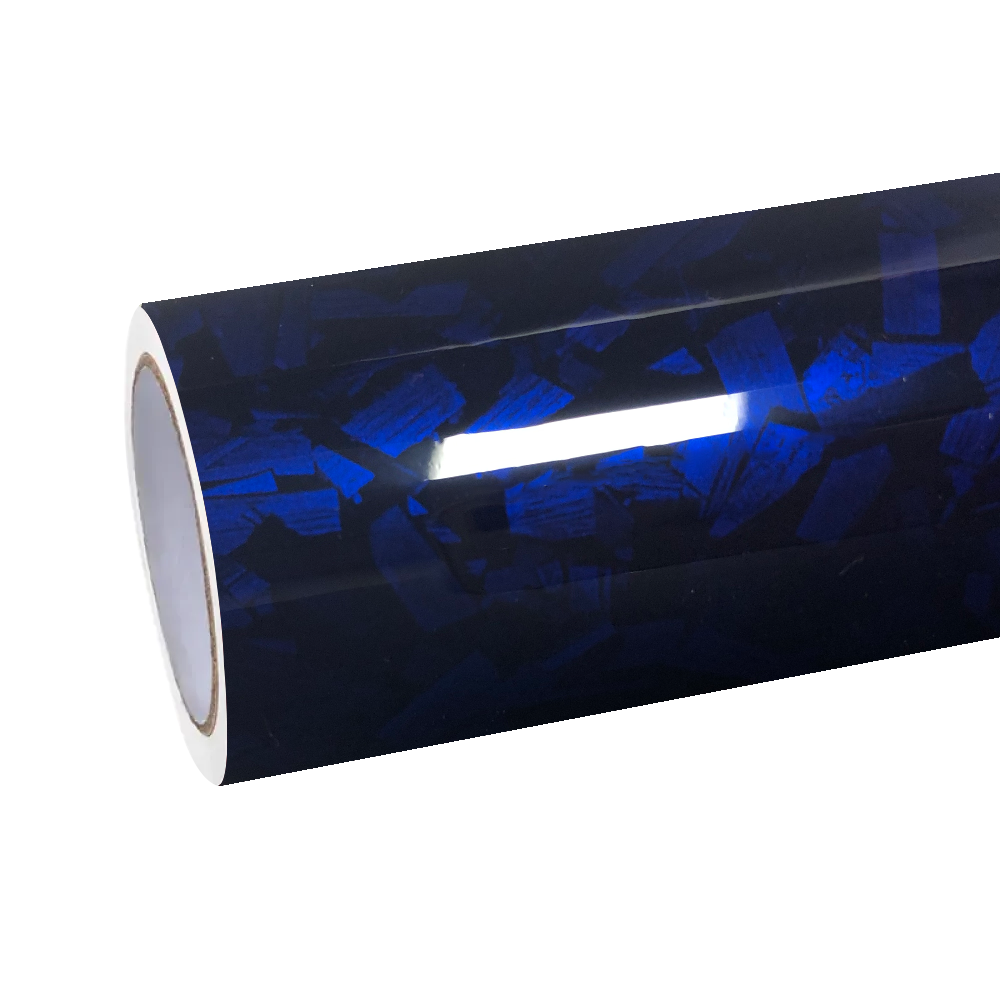Gloss Blue Forged Carbon Fiber Car Vinyl Wrap PET 