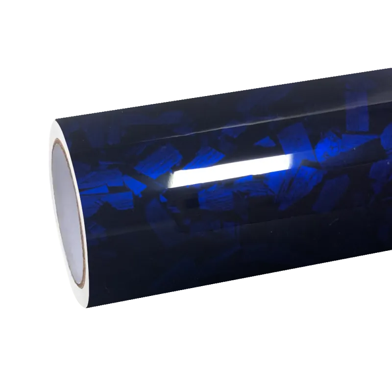 Gloss Blue Forged Carbon Fiber Car Vinyl Wrap PET 
