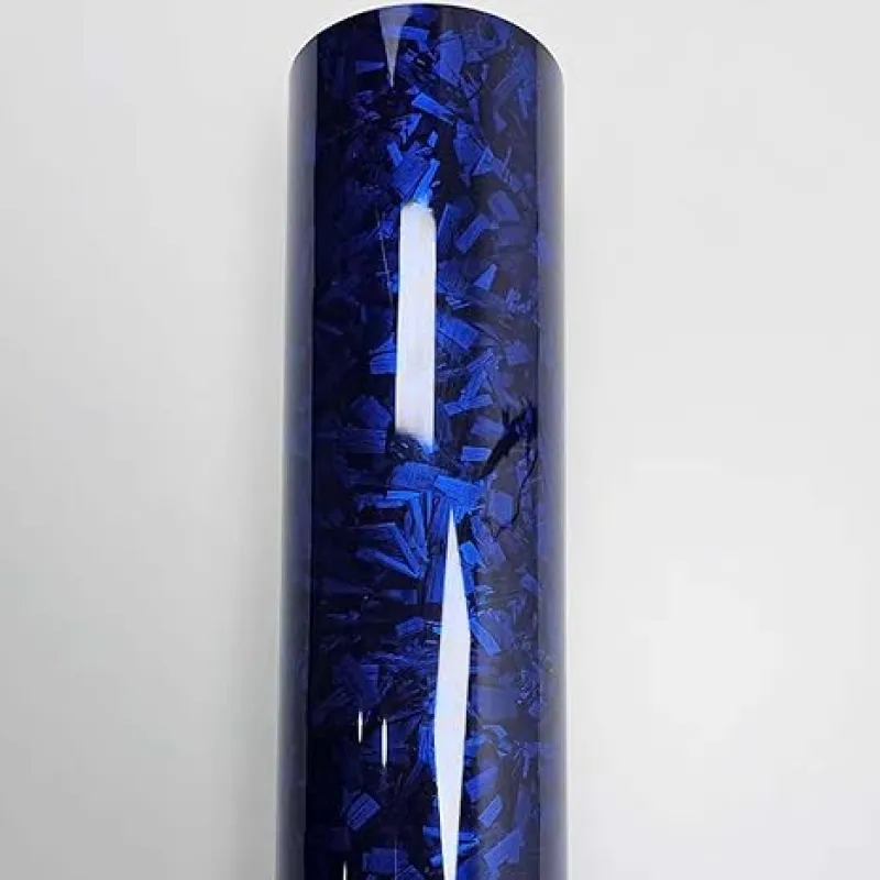 Gloss Blue Forged Carbon Fiber Car Vinyl Wrap PET 