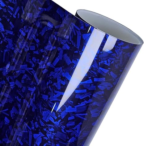 Gloss Blue Forged Carbon Fiber Car Vinyl Wrap PET 