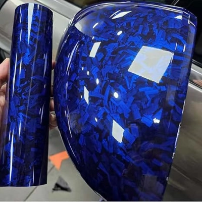 Gloss Blue Forged Carbon Fiber Car Vinyl Wrap PET  02