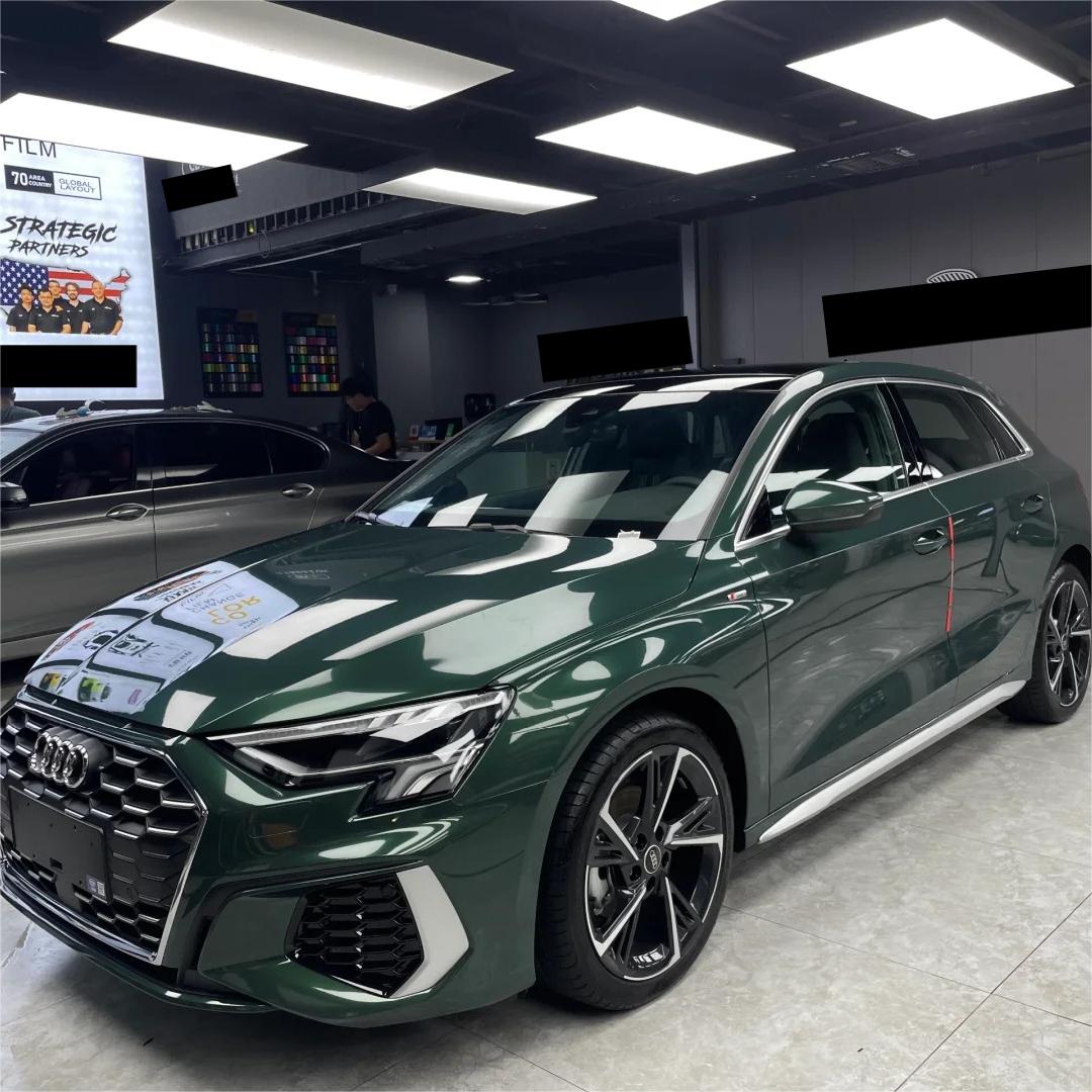 Gloss Metallic Forest Green Car Vinyl Wrap Audi