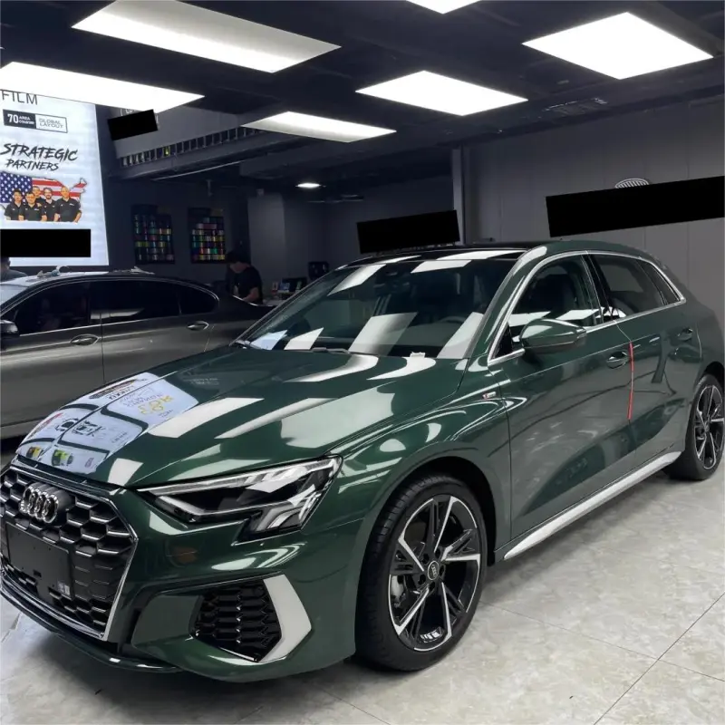 Gloss Metallic Forest Green Car Vinyl Wrap Audi