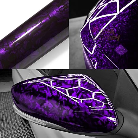 Gloss Purple Forged Carbon Fiber Car Vinyl Wrap PET 