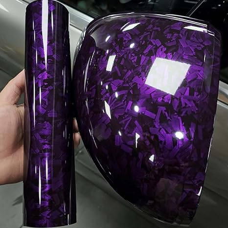 Gloss Purple Forged Carbon Fiber Car Vinyl Wrap PET 